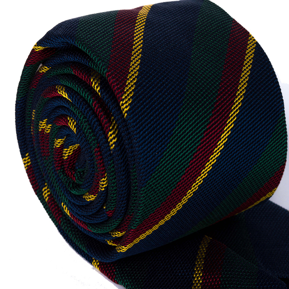 BEYMEN DARK BLUE, DARK OLIVE GREEN, YELLOW STRIPED TIE | MENS - Picture 2 of 3